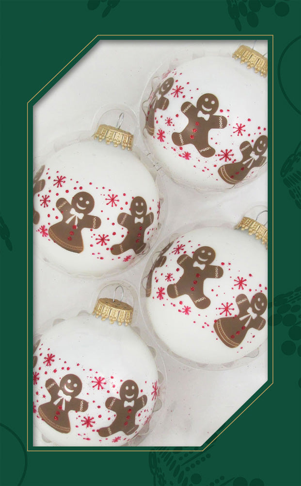Glass Christmas Tree Ornaments - 67mm/2.63" [4 Pieces] Decorated Balls from Christmas by Krebs Seamless Hanging Holiday Decor