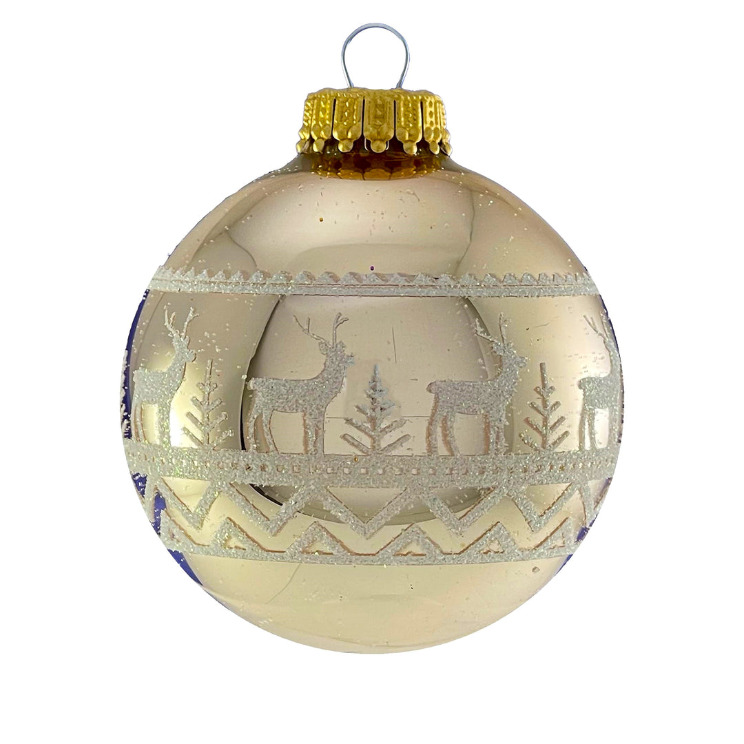 Glass Christmas Tree Ornaments - 67mm/2.63" [4 Pieces] Decorated Balls from Christmas by Krebs Seamless Hanging Holiday Decor