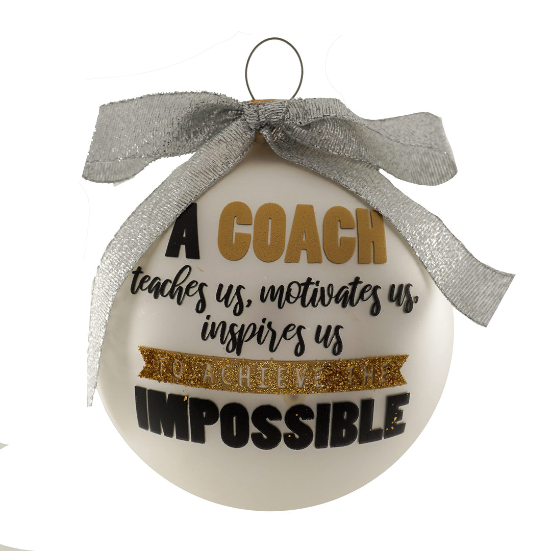 3 1/4" White Glass Ornament with Coach
