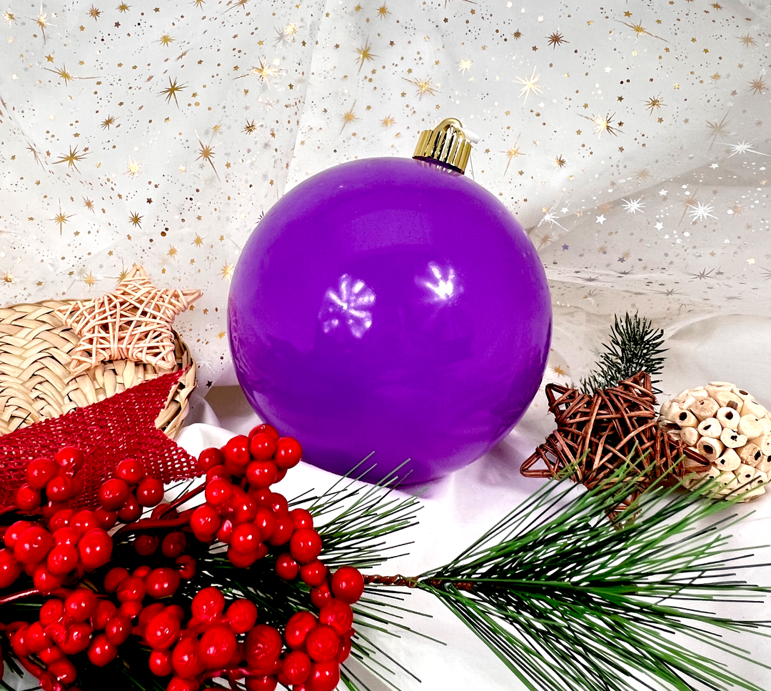 Christmas By Krebs Ornament, Commercial Shatterproof UV Resistant Plastic Christmas Ball Decoration (Celebration Purple, 6 inch (150mm))