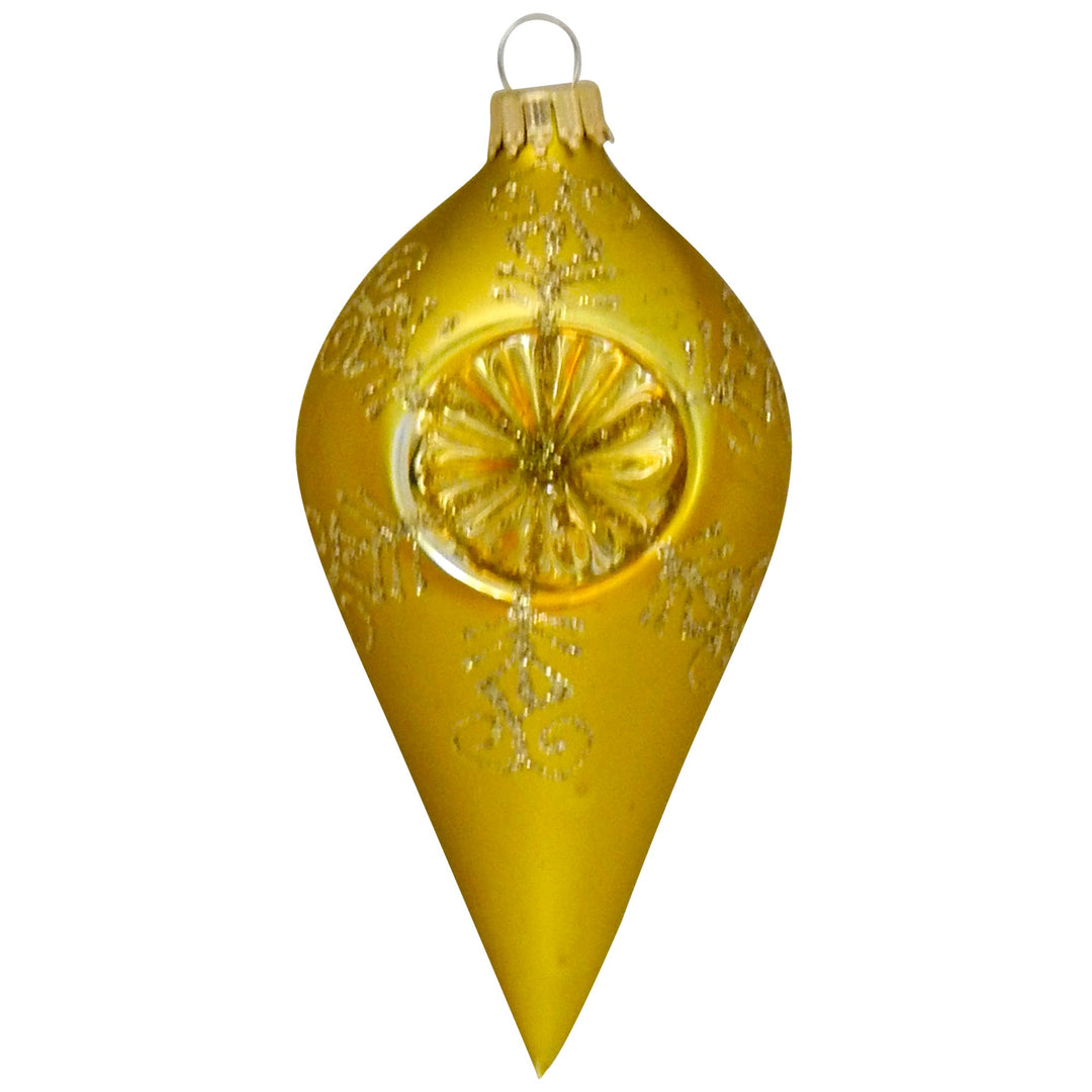 Green Glaze Shine / Velvet 4" Drop Shapes with Gold Reflectors (4)"