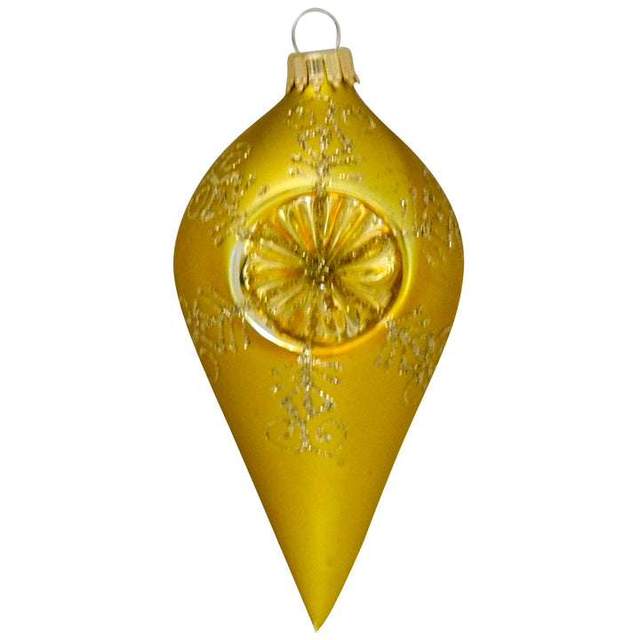 Green Glaze Shine / Velvet 4" Drop Shapes with Gold Reflectors (4)"