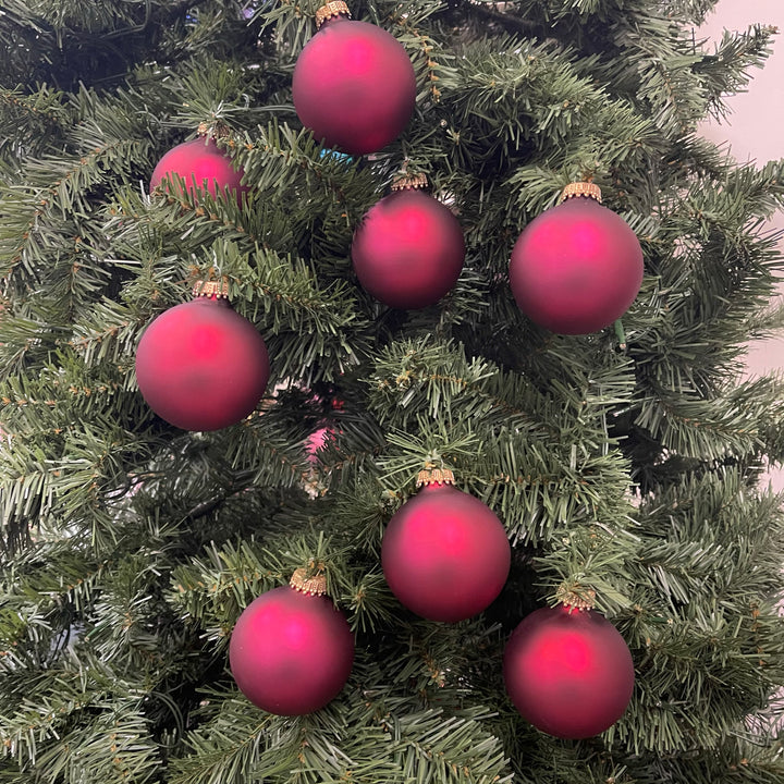 Christmas By Krebs 2 5/8" (67mm) Seamless Glass Ornament [8 Pieces], Decorated Designer Heirloom (Velvet Garnet Red)