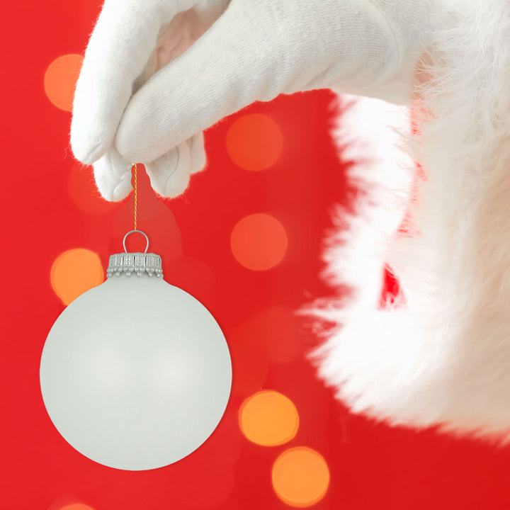 Christmas By Krebs 2 5/8" (67mm) Seamless Glass Ornament [8 Pieces], Decorated Designer Heirloom (Classic White Velvet)