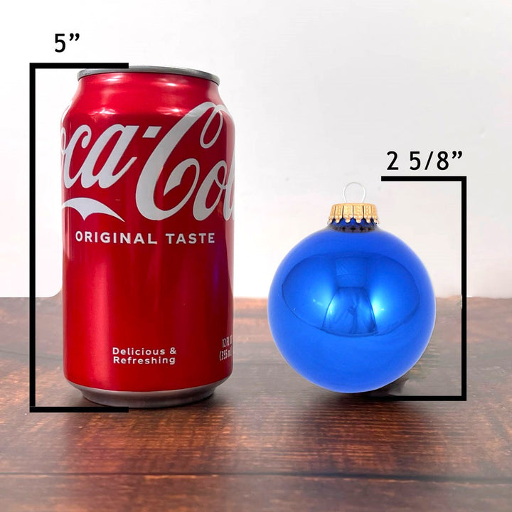 Christmas By Krebs Made in The USA Designer Seamless Glass Christmas Ball Ornaments, 2 5/8" (67mm), 8 Pieces (Shiny Victoria Blue)