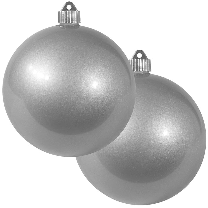 Christmas By Krebs 6" (150mm) Candy Silver [2 Pieces] Solid Commercial Grade Indoor and Outdoor Shatterproof Plastic, UV and Water Resistant Ball Ornament Decorations