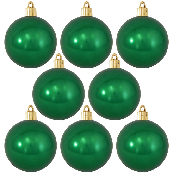 Christmas By Krebs 3 1/4" (80mm) Shiny Blarney Green [8 Pieces] Solid Commercial Grade Indoor and Outdoor Shatterproof Plastic, UV and Water Resistant Ball Ornament Decorations
