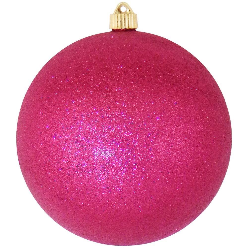 Christmas By Krebs 8" (200mm) Cabernet Pink Glitter [1 Piece] Solid Commercial Grade Indoor and Outdoor Shatterproof Plastic, Water Resistant Ball Ornament Decorations