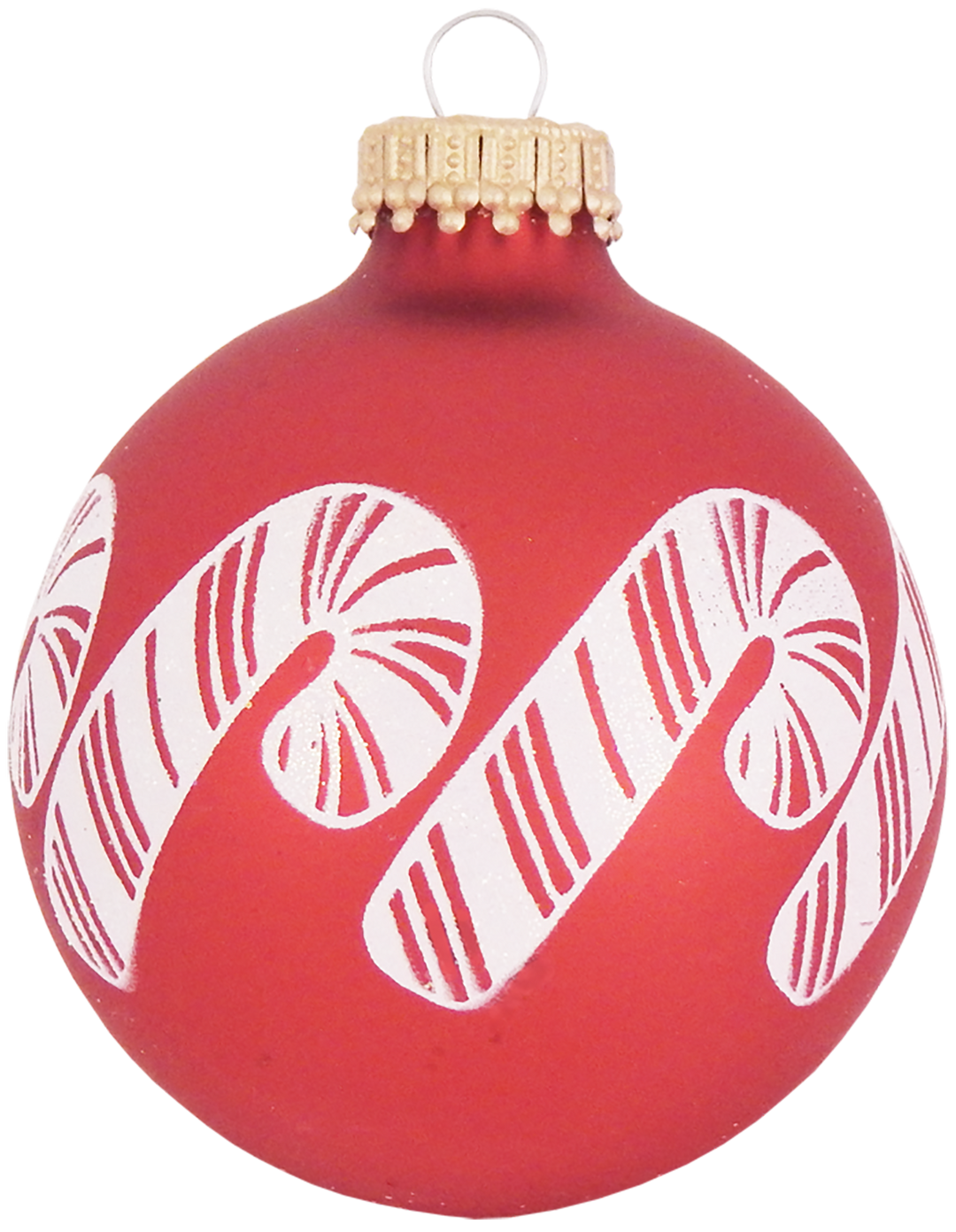 Glass Christmas Tree Ornaments - 67mm/2.625" [4 Pieces] Decorated Balls from Christmas by Krebs Seamless Hanging Holiday Decor (Candy Apple Red w/ White Glitter Candy Canes)