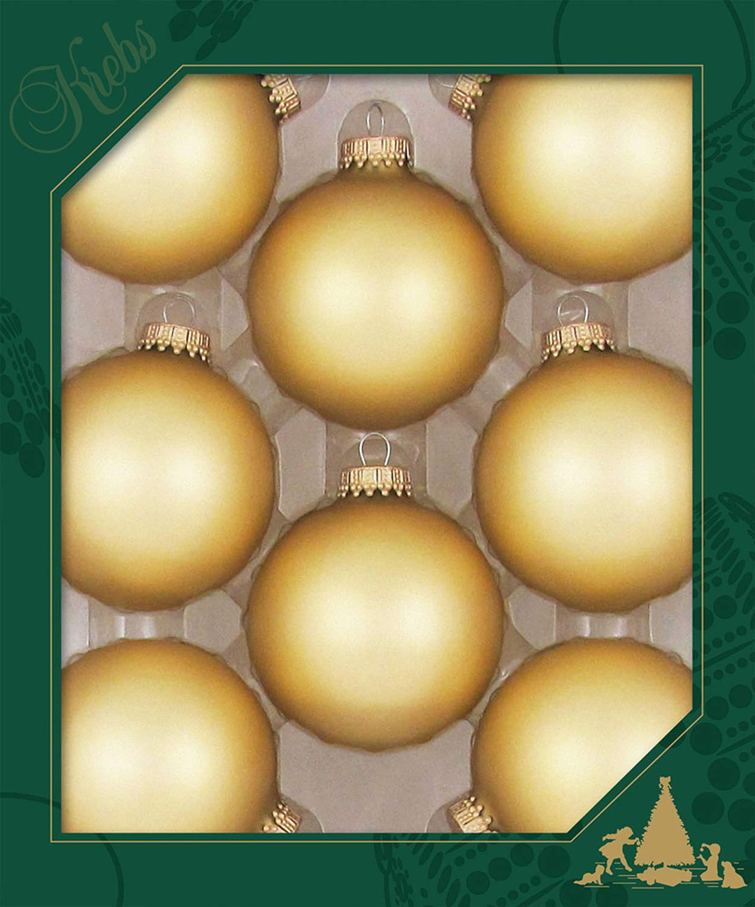 Christmas By Krebs Made in The USA Designer Seamless Glass Christmas Ball Ornaments, 2 5/8" (67mm), 8 Pieces (Velvet Chiffon Gold)