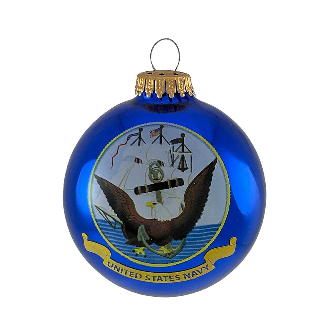 Christmas Tree Ornaments Made in the USA - 80mm / 3.25" Decorated Collectible Glass Balls from Christmas by Krebs - Handmade Hanging Holiday Decorations for Trees