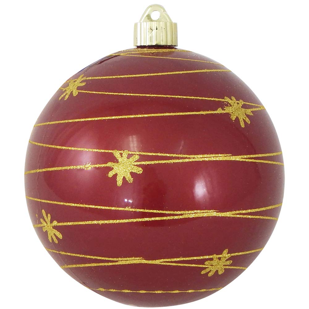 Christmas By Krebs 6" (150mm) Ornament, [2 Pieces], Commercial Grade Indoor and Outdoor Shatterproof Plastic, Water Resistant Decorated Ball Shape Ornament Decorations