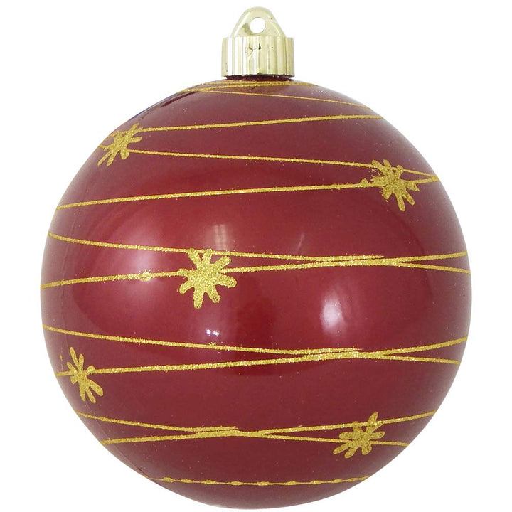 Christmas By Krebs 6" (150mm) Ornament, [2 Pieces], Commercial Grade Indoor and Outdoor Shatterproof Plastic, Water Resistant Decorated Ball Shape Ornament Decorations