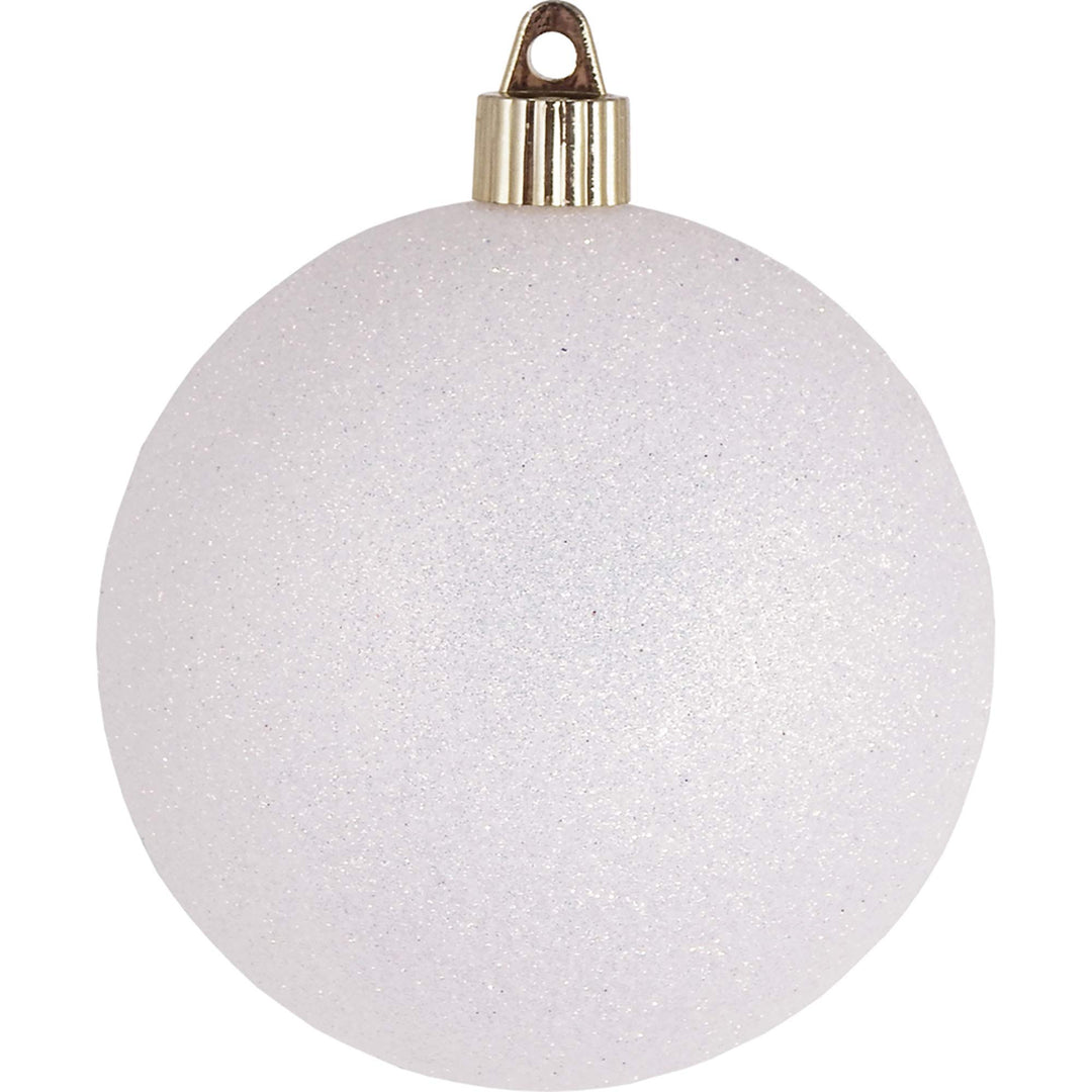 Christmas By Krebs 4" (100mm) Snowball White Glitter [4 Pieces] Solid Commercial Grade Indoor and Outdoor Shatterproof Plastic, Water Resistant Ball Ornament Decorations