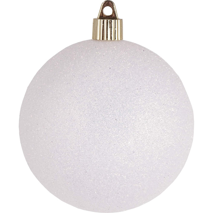Christmas By Krebs 4" (100mm) Snowball White Glitter [4 Pieces] Solid Commercial Grade Indoor and Outdoor Shatterproof Plastic, Water Resistant Ball Ornament Decorations