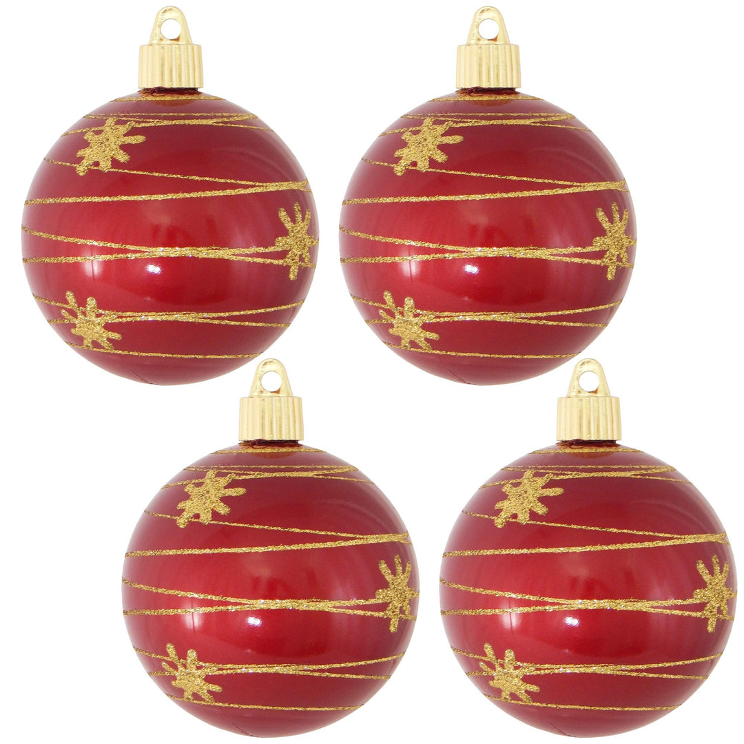 Christmas By Krebs 3 1/4" (80mm) Ornament [4 Pieces] Commercial Grade Indoor and Outdoor Shatterproof Plastic, Water Resistant Ball Shape Ornament Decorations