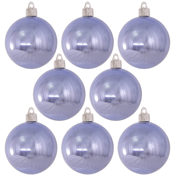 Christmas By Krebs 3 1/4" (80mm) Shiny Polar Blue [8 Pieces] Solid Commercial Grade Indoor and Outdoor Shatterproof Plastic, UV and Water Resistant Ball Ornament Decorations