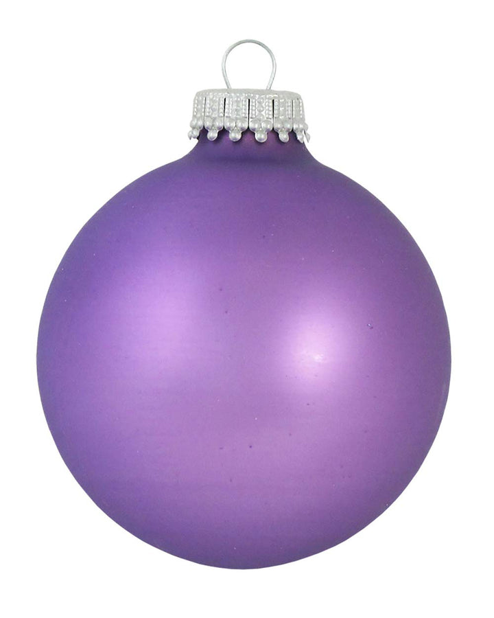Christmas By Krebs Made in The USA Designer Seamless Glass Christmas Ball Ornaments, 2 5/8" (67mm), 8 Pieces (Velvet Amethyst Purple)
