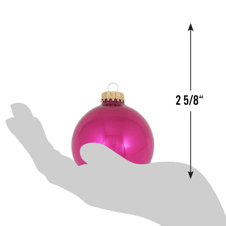 Christmas Tree Ornaments - 67mm / 2.625" Designer Glass Balls from Christmas by Krebs - Handmade Seamless Hanging Holiday Decorations for Trees - Set of 8