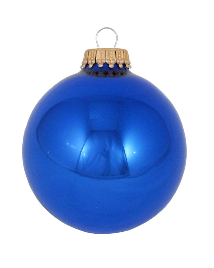 Christmas By Krebs Made in The USA Designer Seamless Glass Christmas Ball Ornaments, 2 5/8" (67mm), 8 Pieces (Shiny Victoria Blue)