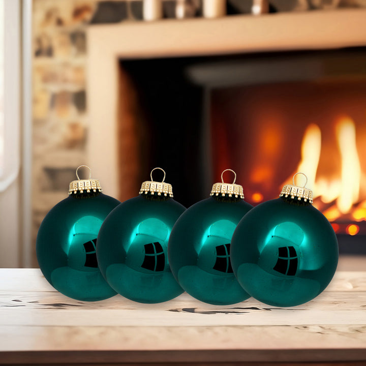 Glass Christmas Tree Ornaments - 67mm / 2.63" [8 Pieces] Designer Balls from Christmas By Krebs Seamless Hanging Holiday Decor