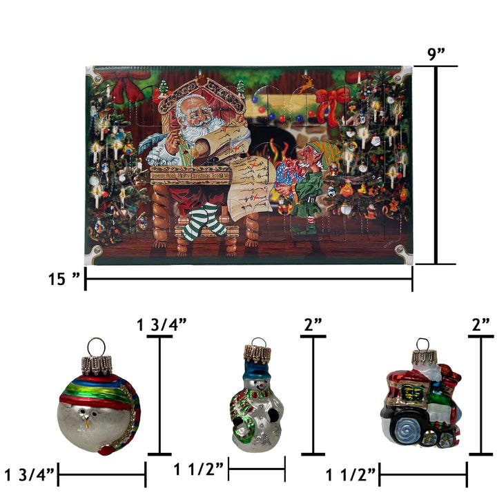 Christmas By Krebs Blown Glass  Collectible Tree Ornaments (1.5" Figurine 24 Each Advent Calendar)