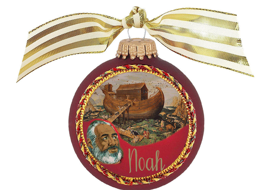 3 1/4" Collectable Bible Hero Glass Ornament Made in USA | Hugs Special Occasions Keepsake Gifts |  (Bible Hero Noah)