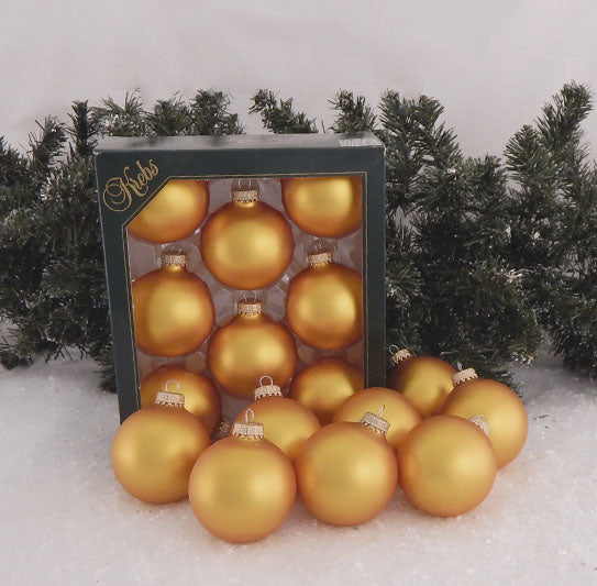 Christmas By Krebs 2 5/8" (67mm) Seamless Glass Ornament [8 Pieces], Decorated Designer Heirloom (Velvet Old Gold)