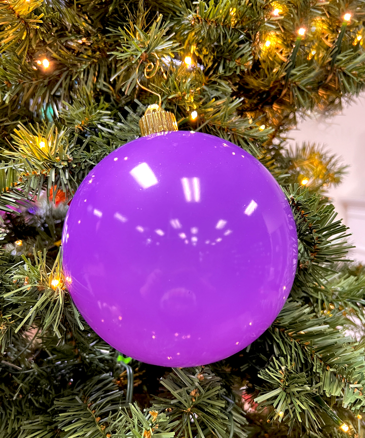 Christmas By Krebs Ornament, Commercial Shatterproof UV Resistant Plastic Christmas Ball Decoration (Celebration Purple, 6 inch (150mm))