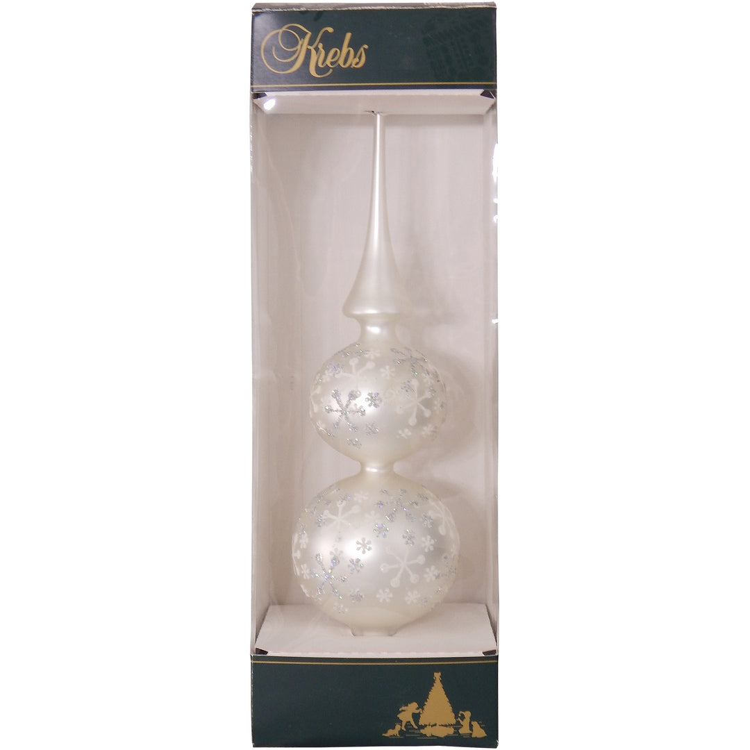 Christmas Treetop - Decorated Glass Treetop from Christmas by Krebs - Handmade Seamless Holiday Decorations for Trees (13" Silver Pearl with Two-Tone Jax)