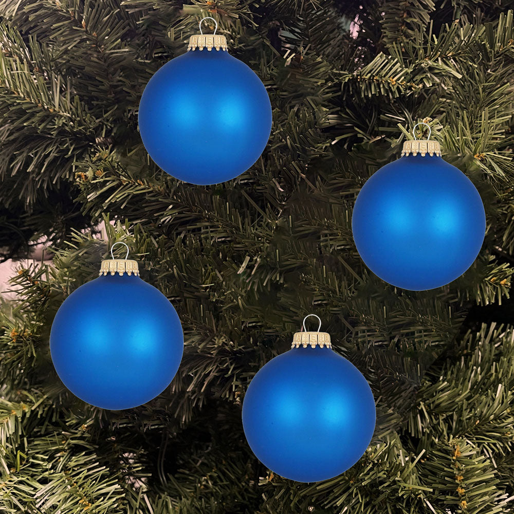 Christmas By Krebs 2 5/8" (67mm) Seamless Glass Ornament [8 Pieces], Decorated Designer Heirloom (Velvet Classic Blue)