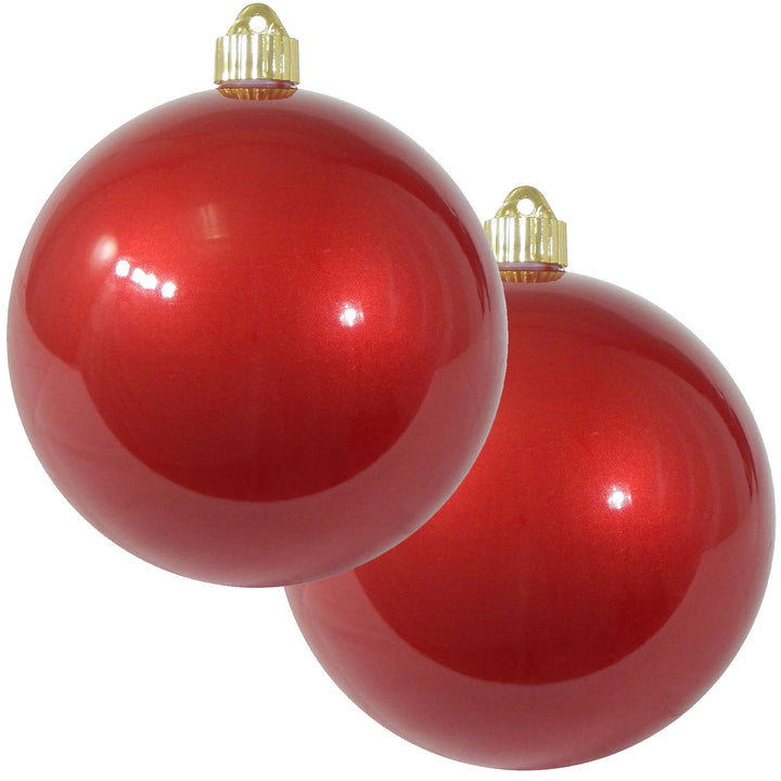 Christmas By Krebs 6" (150mm) Candy Red [2 Pieces] Solid Commercial Grade Indoor and Outdoor Shatterproof Plastic, UV and Water Resistant Ball Ornament Decorations