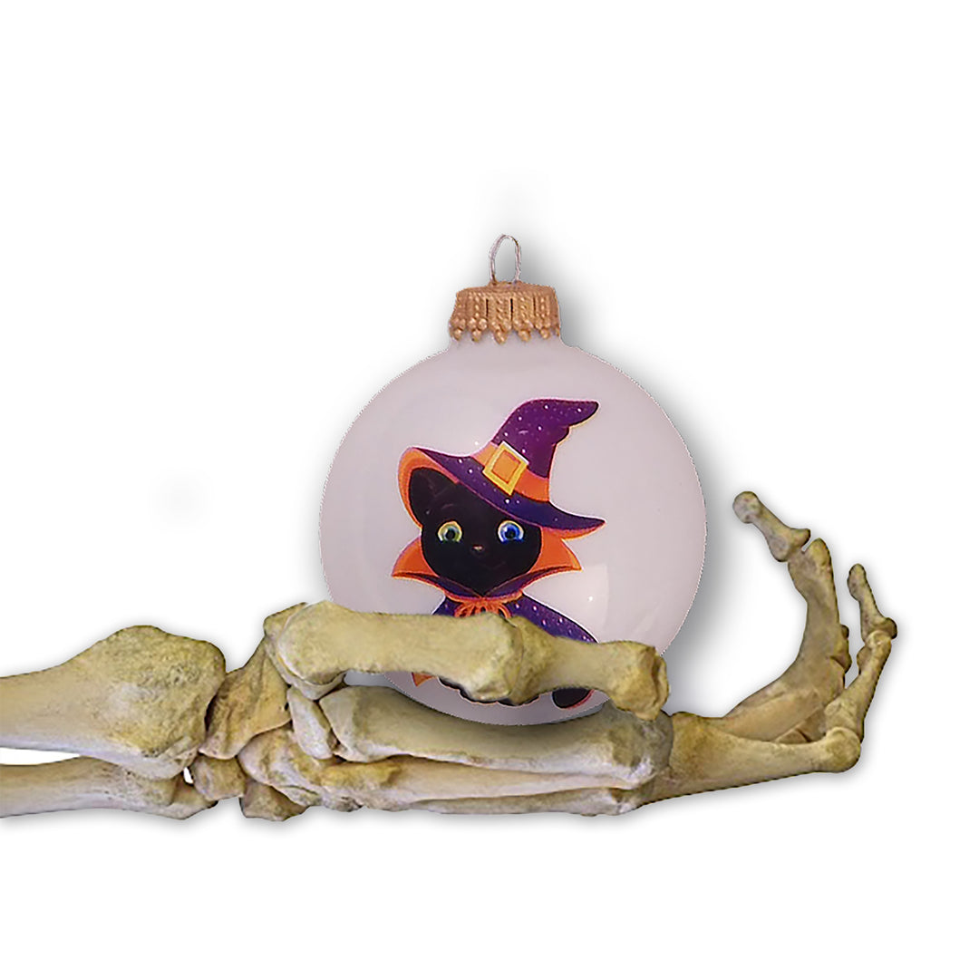 Halloween Tree Ornaments - 67mm/2.625" Decorated Glass Balls from Christmas by Krebs - Handmade Seamless Hanging Holiday Decorations for Trees - Set of 4