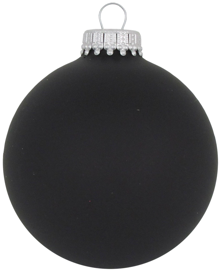 Glass Christmas Tree Ornaments - 67mm / 2.63" [8 Pieces] Designer Balls from Christmas By Krebs Seamless Hanging Holiday Decor (Velvet Ebony Black)