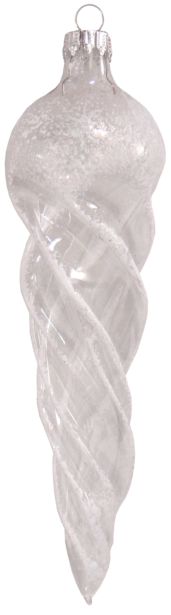 Clear Twisted Icicles with White Glitter (3)