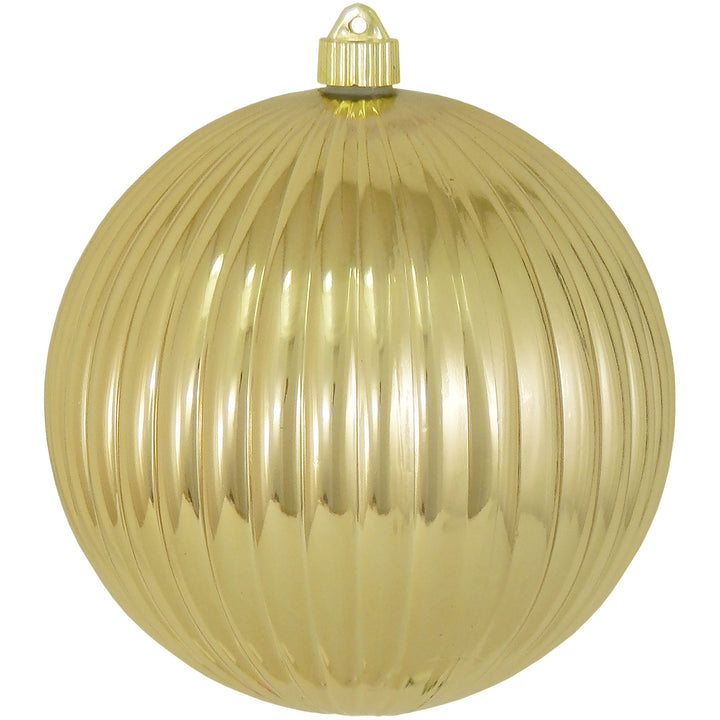 Christmas By Krebs 6" (150mm) Ripple Gilded Gold [2 Pieces] Solid Commercial Grade Indoor and Outdoor Shatterproof Plastic, UV and Water Resistant Ball Ornament Decorations