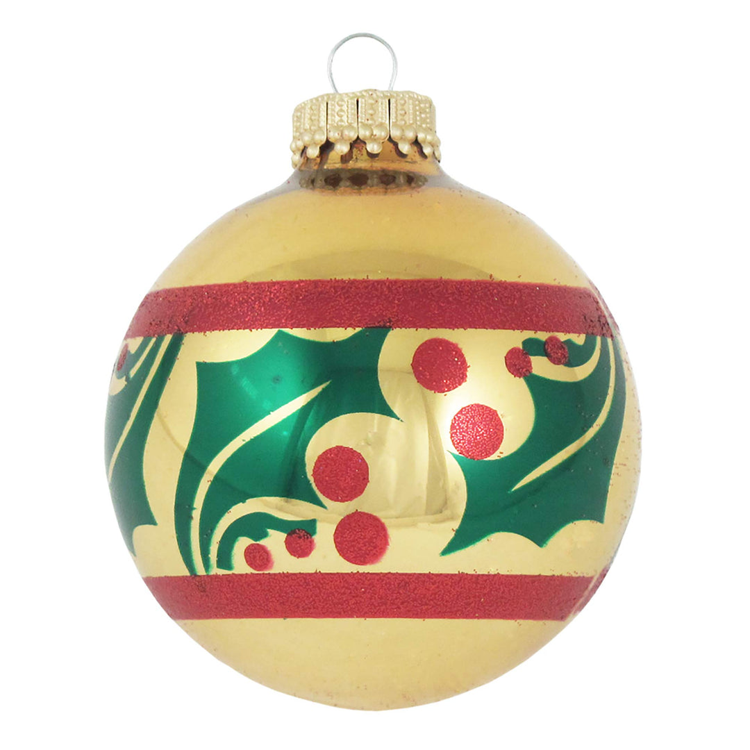 Christmas by Krebs Christmas Tree Ornaments 67mm/2.625" Decorated Glass Balls Handmade Seamless Hanging Holiday Decorations for Trees - Set of 4