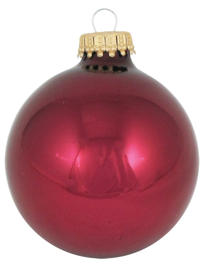 Christmas By Krebs 2 5/8" (67mm) Seamless Glass Ornament [8 Pieces], Decorated Designer Heirloom (Shiny Burgundy Red)