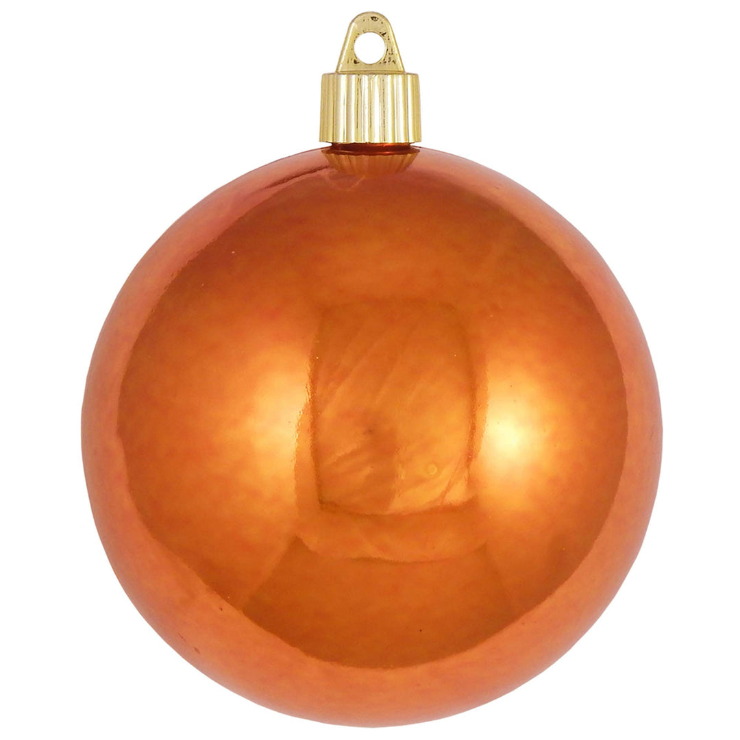 Christmas By Krebs 4" (100mm) Shiny Mandarin Orange [4 Pieces] Solid Commercial Grade Indoor and Outdoor Shatterproof Plastic, UV and Water Resistant Ball Ornament Decorations
