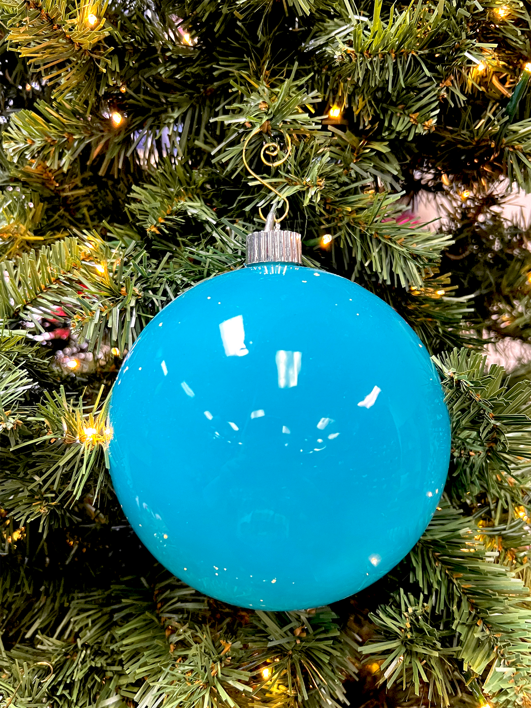Christmas By Krebs Ornament, Commercial Shatterproof UV Resistant Plastic Christmas Ball Decoration (Pool Blue, 6 inch (150mm))