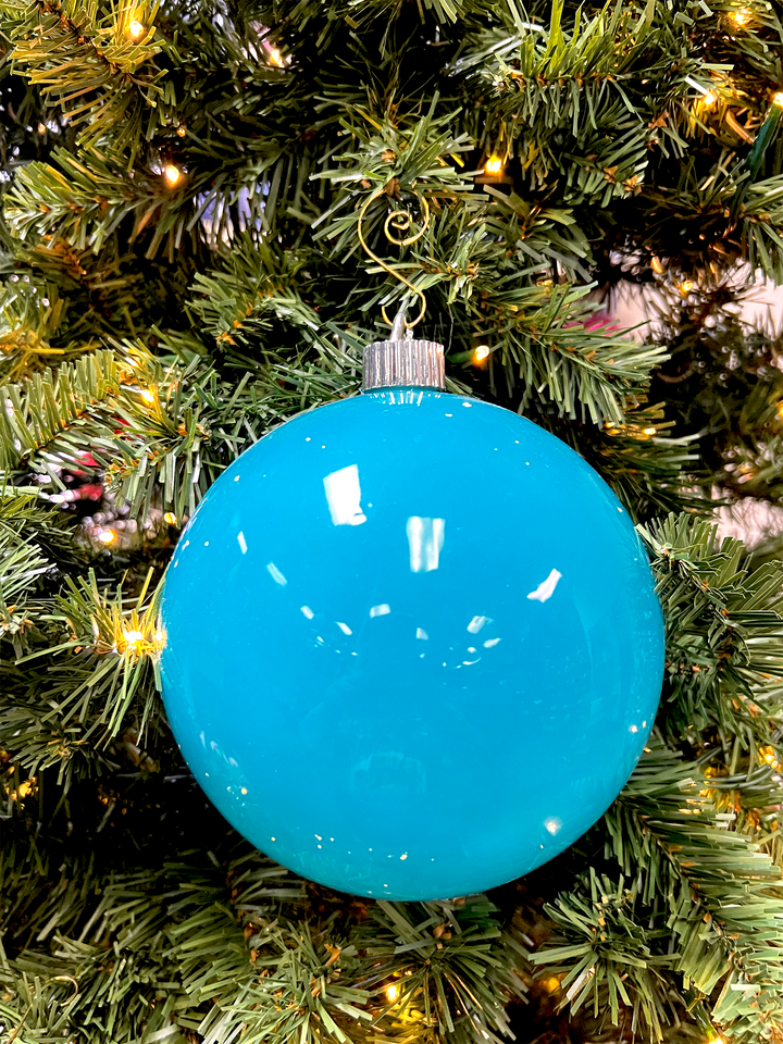 Christmas By Krebs Ornament, Commercial Shatterproof UV Resistant Plastic Christmas Ball Decoration (Pool Blue, 6 inch (150mm))