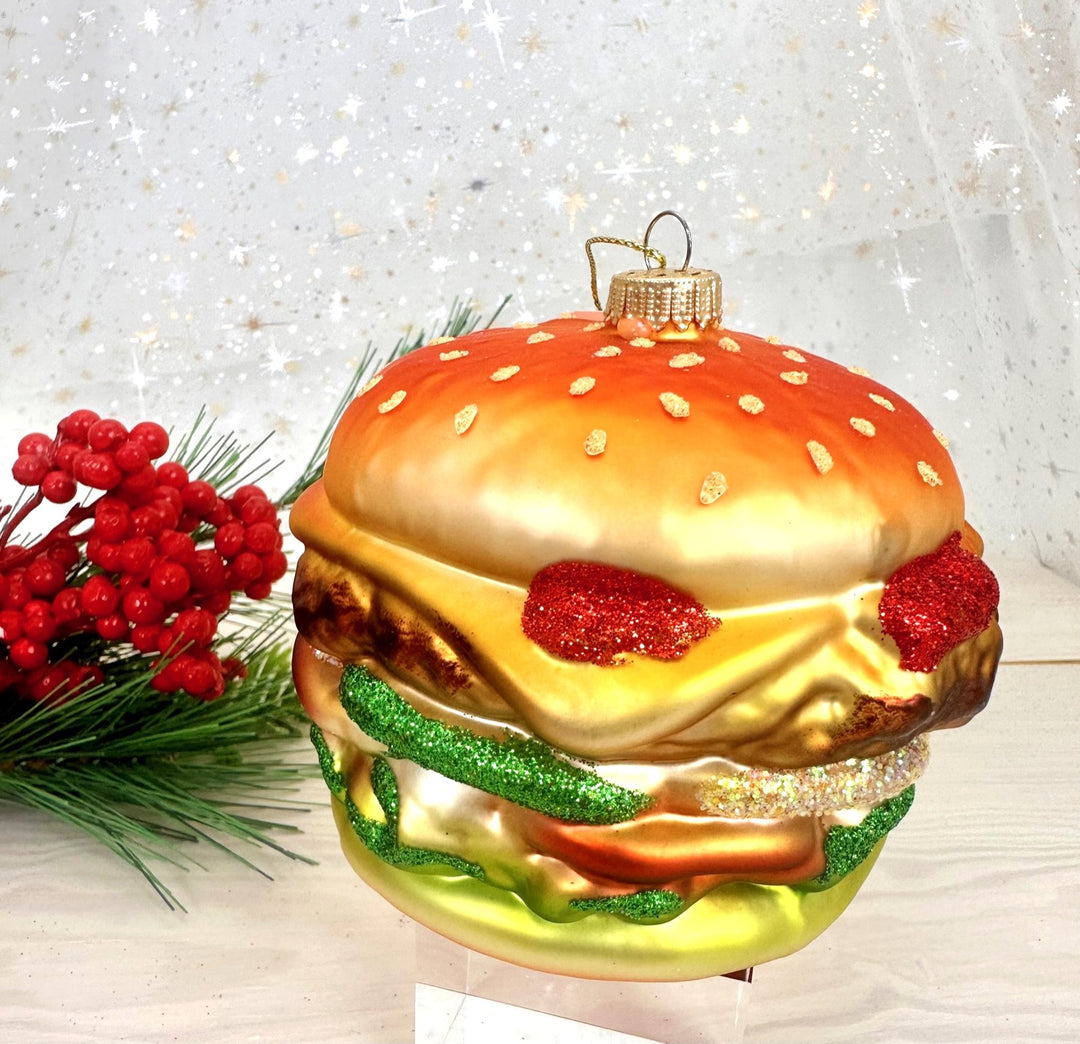 Christmas By Krebs Blown Glass  Collectible Tree Ornaments (3.75" Hamburger)