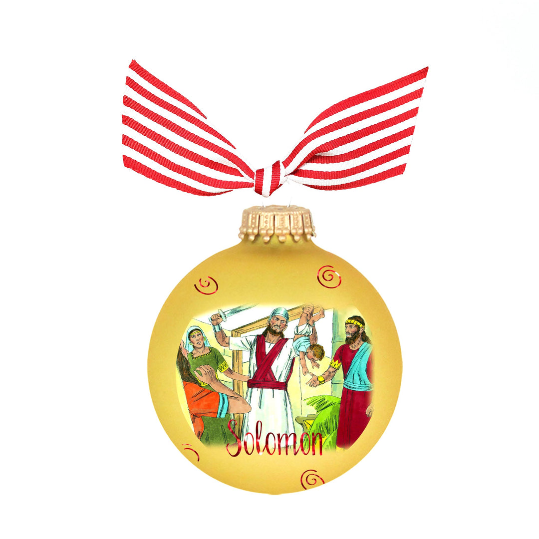 3 1/4" Collectable Bible Hero Glass Ornament Made in USA | Hugs Special Occasions Keepsake Gifts |  (Bible Hero Solomon)