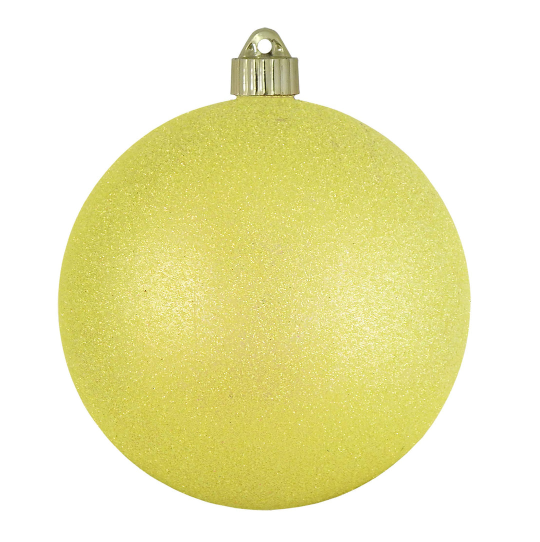 Christmas By Krebs 6" (150mm) Yellow Glitter [2 Pieces] Solid Commercial Grade Indoor and Outdoor Shatterproof Plastic, Water Resistant Ball Ornament Decorations