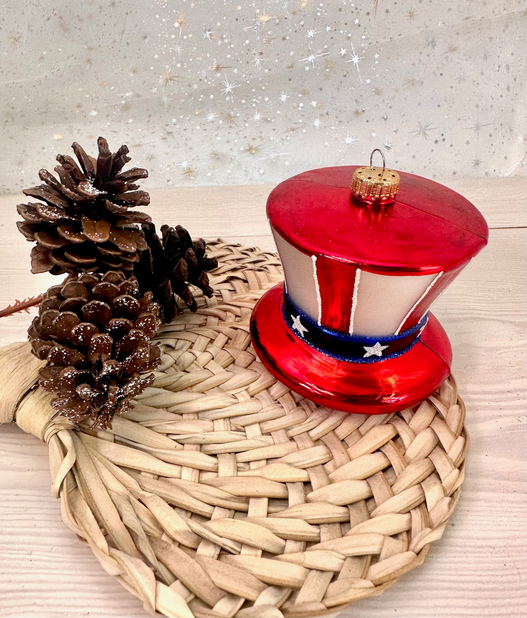 Christmas By Krebs Blown Glass  Collectible Tree Ornaments  (3 1/4" Uncle Sam Hat)
