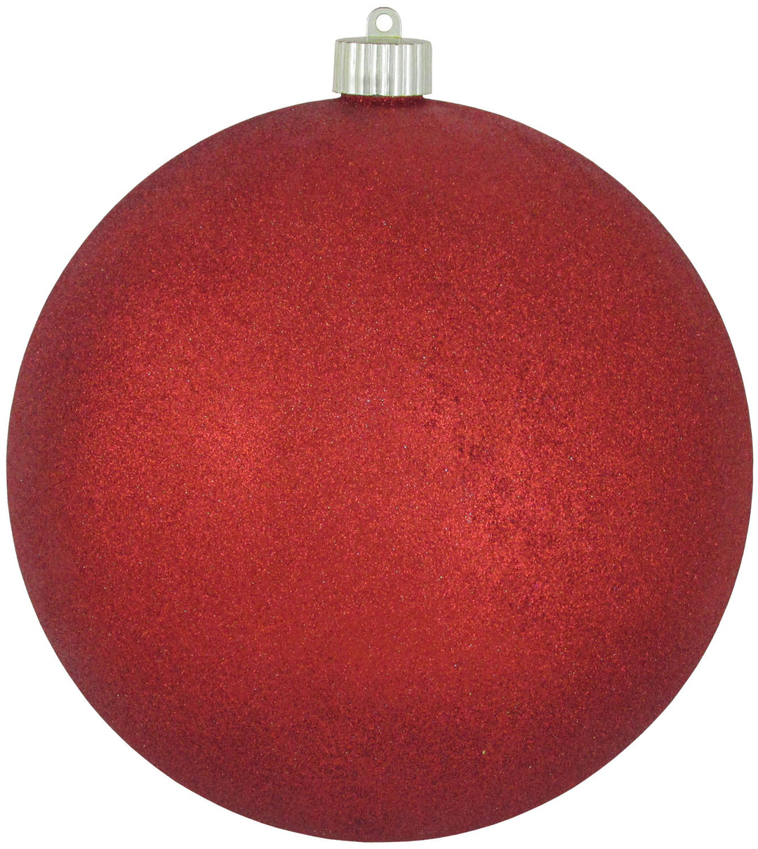 Christmas By Krebs 8" (200mm) Red Glitter [1 Piece] Solid Commercial Grade Indoor and Outdoor Shatterproof Plastic, Water Resistant Ball Ornament Decorations