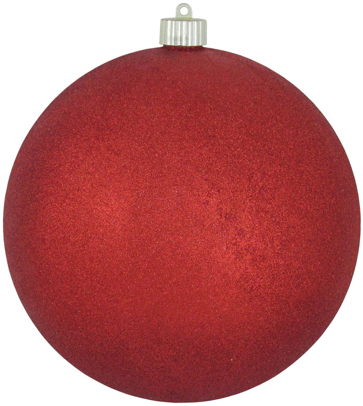 Christmas By Krebs 8" (200mm) Red Glitter [1 Piece] Solid Commercial Grade Indoor and Outdoor Shatterproof Plastic, Water Resistant Ball Ornament Decorations