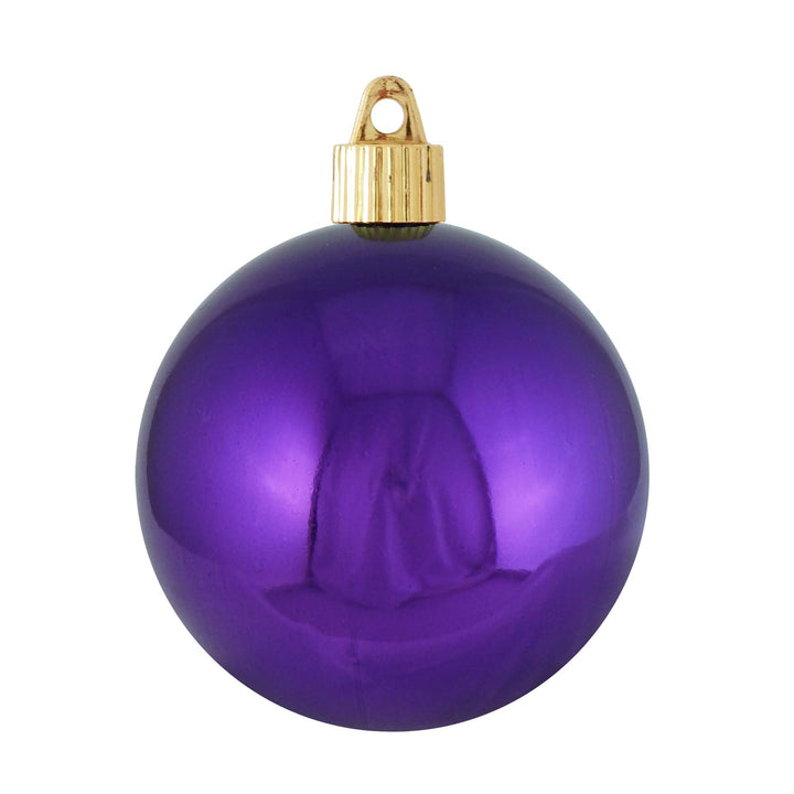 Christmas By Krebs 3 1/4" (80mm) Shiny Vivacious Purple [8 Pieces] Solid Commercial Grade Indoor and Outdoor Shatterproof Plastic, UV and Water Resistant Ball Ornament Decorations