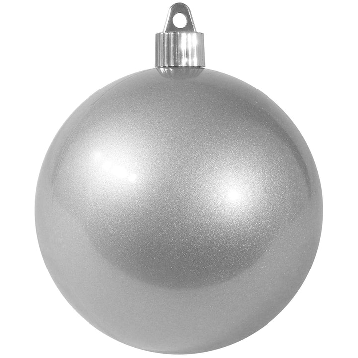 Christmas By Krebs 4" (100mm) Candy Silver [4 Pieces] Solid Commercial Grade Indoor and Outdoor Shatterproof Plastic, UV and Water Resistant Ball Ornament Decorations