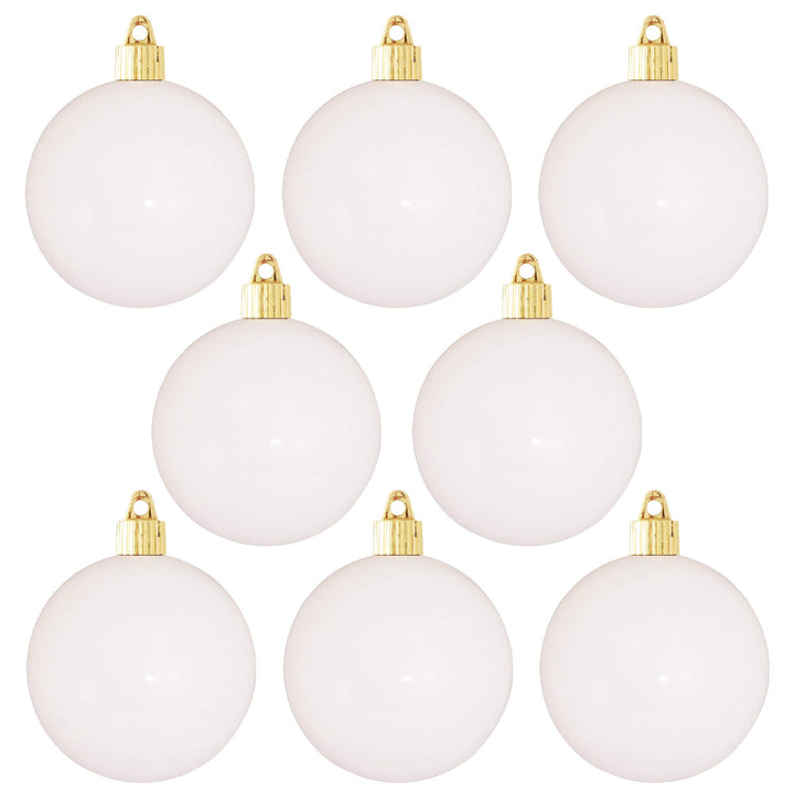 Christmas By Krebs 3 1/4" (80mm) Shiny Pure White [8 Pieces] Solid Commercial Grade Indoor and Outdoor Shatterproof Plastic, UV and Water Resistant Ball Ornament Decorations